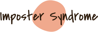 "Imposter Syndrome" in script over decorative terracota blob.